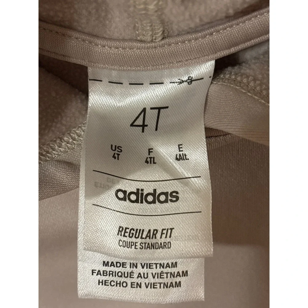 Adidas Kids 4T Tracksuit Set Beige Fleece Hoodie and Joggers 2‎ Piece Set